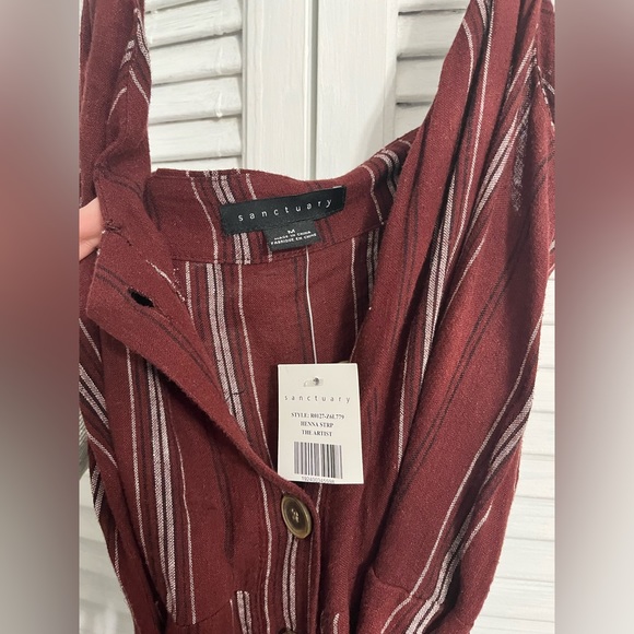 Sanctuary Maroon Stripe Jumpsuit size M NWT - Picture 3 of 4